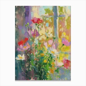 Poppy Flowers On A Cottage Window 1 Canvas Print