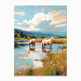 Horses Painting In Lake District, England 4 Canvas Print
