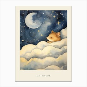 Baby Chipmunk 1 Sleeping In The Clouds Nursery Poster Canvas Print