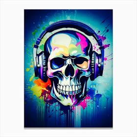 Skull With Headphones 90 Canvas Print
