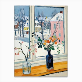 The Windowsill Of Oslo   Norway Snow Inspired By Matisse 2 Canvas Print