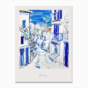 Faro Portugal 3 Mediterranean Blue Drawing Poster Canvas Print