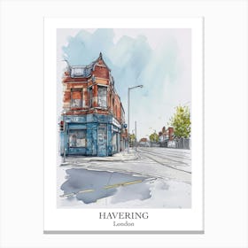 Havering London Borough   Street Watercolour 8 Poster Canvas Print