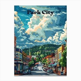 Park City Utah Townscape Travel Illustration Canvas Print