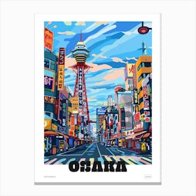 Dotonbori Osaka 2 Colourful Illustration Poster Canvas Print
