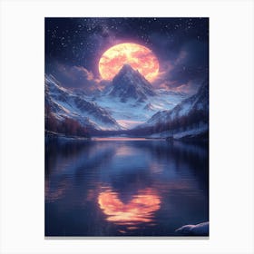 Full Moon Over Lake 12 Canvas Print