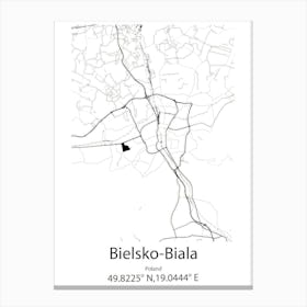 Bielsko Biala,Poland Minimalist Map Canvas Print