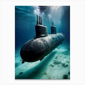 Submarine In The Ocean-Reimagined 44 Canvas Print