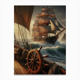 Sailing Ship In Rough Seas Canvas Print