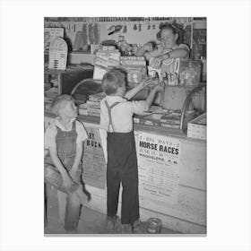 Farm Children Buying Candy At The General Store At Pie Town, New Mexico By Russell Lee Canvas Print