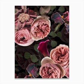 Midnight Fall Flowers Roses Canvas Print