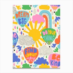 Cute Hot Air Ballons Colorful Happy Kids Canvas Print