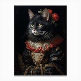 Medieval Black Cat Rococo Style 1 Canvas Print