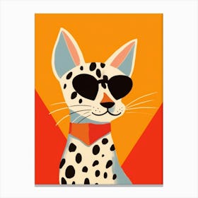 Little Bobcat Wearing Sunglasses Canvas Print