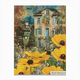 Yellow Flowers Scrapbook Collage Cottage 2 Canvas Print