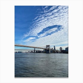 Crazy Cloud Pattern Over Brooklyn Bridge Canvas Print