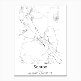 Sopron,Hungary Minimalist Map Canvas Print