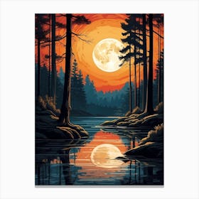 Full Moon In The Forest 5 Canvas Print