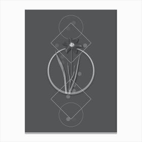 Vintage Lady Tulip Botanical with Line Motif and Dot Pattern in Ghost Gray Canvas Print