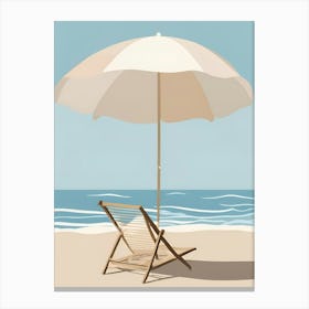 Beach Chair With Umbrella Beach Day Canvas Print