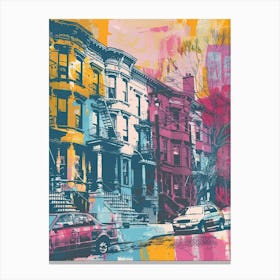 Brooklyn Heights New York Colourful Silkscreen Illustration 4 Canvas Print