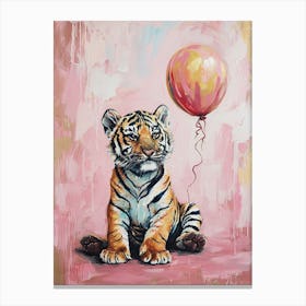 Cute Bengal Tiger 2 With Balloon Canvas Print