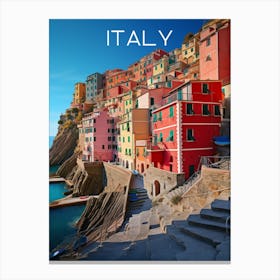 Colourful Italy Cinque Terre travel poster Art Print Canvas Print