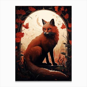 Red Fox Moon Illustration 7 Canvas Print