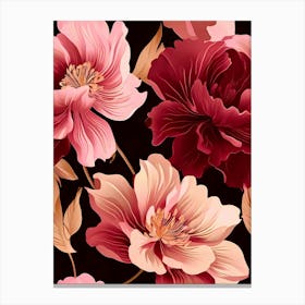 Peony Flower Seamless Pattern 1 Canvas Print