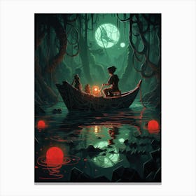 Boat In The Dark Canvas Print