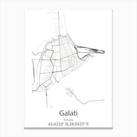 Galati,Romania Minimalist Map Canvas Print