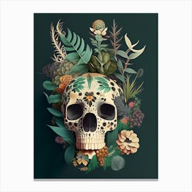 Skull With Terrazzo Patterns 1 Botanical Canvas Print