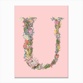 U Pink Alphabet Letter Canvas Print