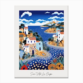 Poster Of San Vito Lo Capo, Italy, Illustration In The Style Of Pop Art 4 Canvas Print