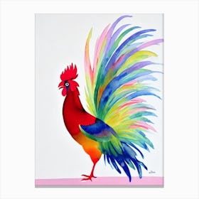 Rooster Watercolour Bird Canvas Print