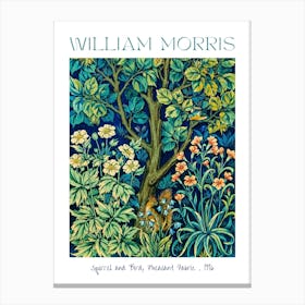 William Morris Textile Print - Squirrel and Bird from Cock Pheasant Floral Fabric 1916 - Genuine Artwork by Famous British Designer Botanical HD Remastered Canvas Print