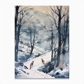 Winter Watercolour Fox 1 Canvas Print