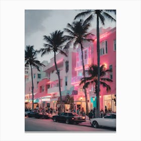 Miami Beach At Night Canvas Print