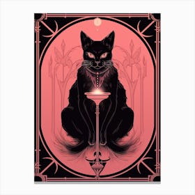 The Hierophant Tarot Card, Black Cat In Pink 0 Canvas Print