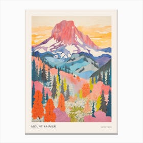 Mount Rainier United States 1 Colourful Mountain Illustration Poster Canvas Print