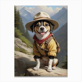 Dog In A Hat Explorer Dog lover Gift Canvas Print