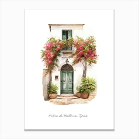 Palma De Mallorca, Spain   Mediterranean Doors Watercolour Painting 2 Poster Canvas Print