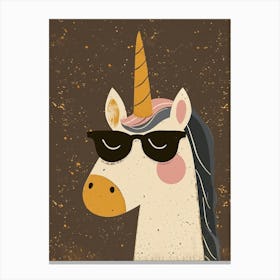 Storybook Style Unicorn With Sunglasses Muted Pastels 2 Canvas Print