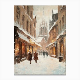 A Vintage Painting Of Edinburgh Scotland In Winter Canvas Print