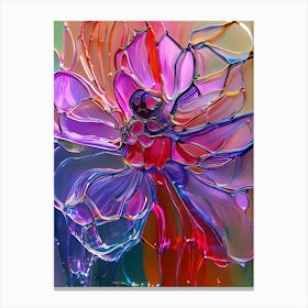 Acrylic Line Flower Art, Abstract Canvas Print