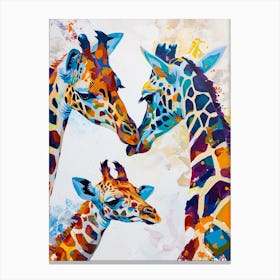 Giraffe & Calf Colourful Pattern 1 Canvas Print