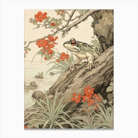 Resting Frog Japanese Style 2 Canvas Print