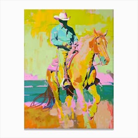 Pink And Yellow Cowboy Painting 2 Canvas Print