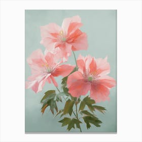 Poinsettia Flowers Acrylic Painting In Pastel Colours 4 Canvas Print