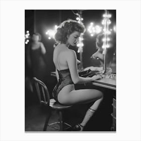 Burlesque Performer Black and White 2 Canvas Print